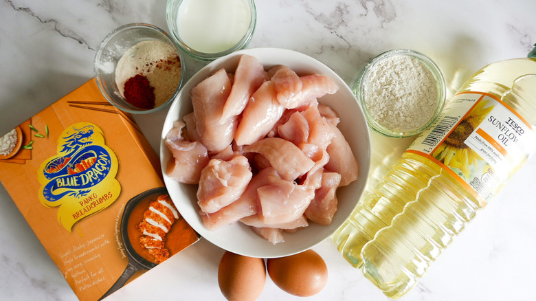 chunks of raw chicken breast