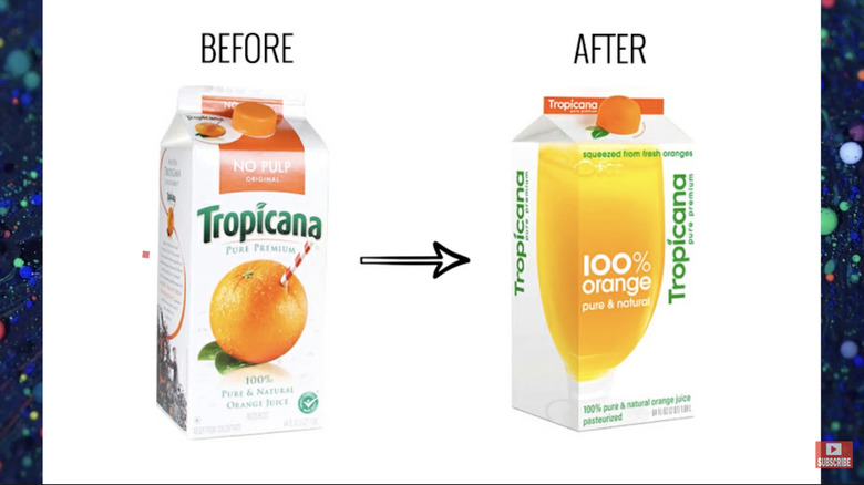 Tropicana carton before and after rebrand