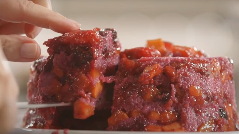 Peach and berry summer pudding