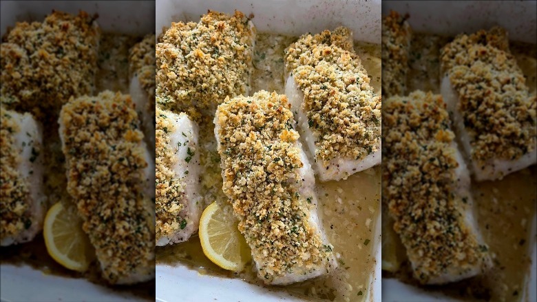 Baked cod with crust