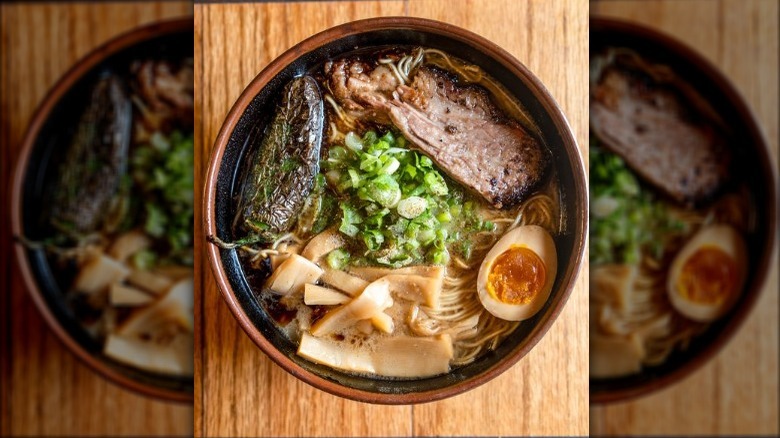 A bowl of smoked shoyu brisket ramen