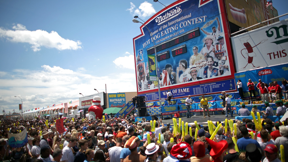 Crowd at Nathan's Hot Dog Eating Contest