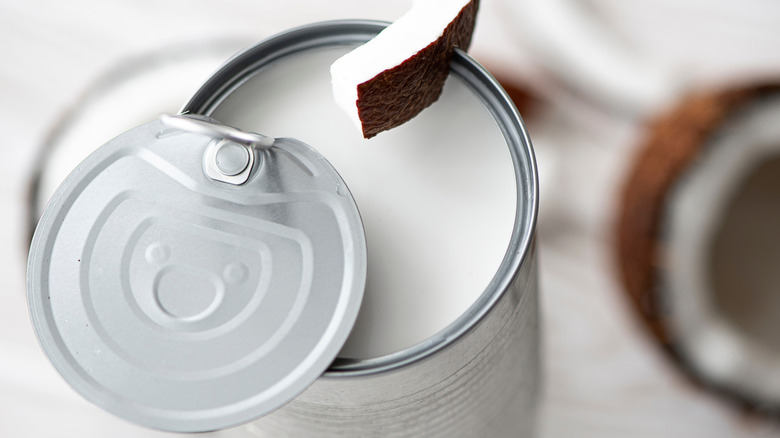 Opened can of coconut milk
