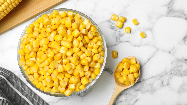 Canned corn in a bowl
