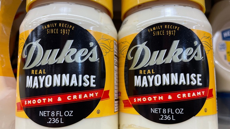 Two jars of Duke's mayonnaise