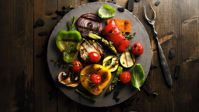 Grilled vegetables on a plate