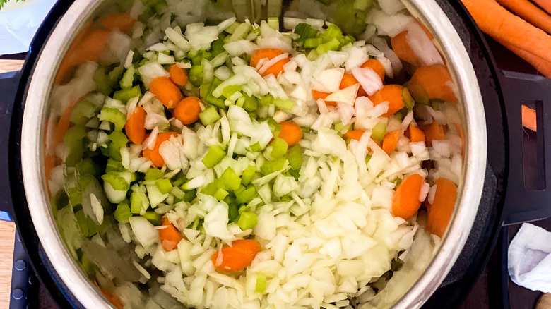 chopped vegetables in Instant Pot