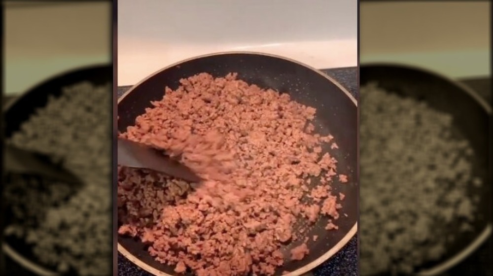 A screenshot of ground beef from the TikTok video