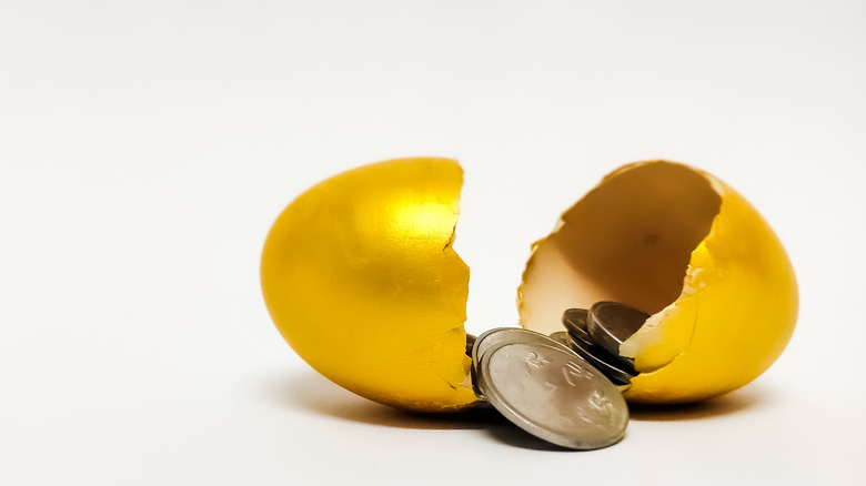 Golden egg and cash