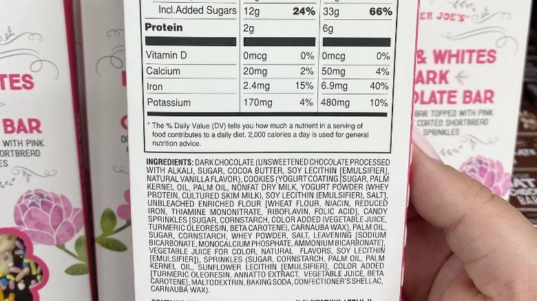 An ingredients list