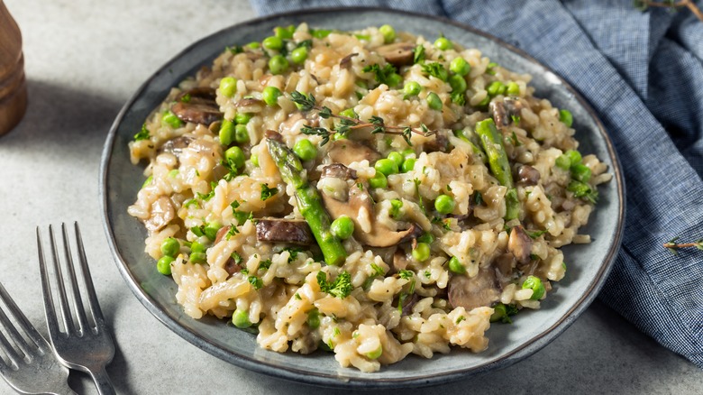 Asparagus and mushroom risotto