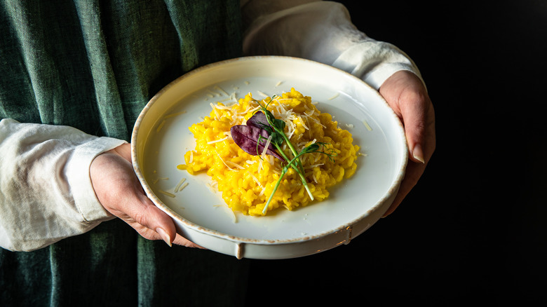 Risotto milanese on a plate