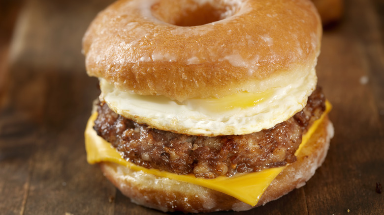 glazed donut breakfast burger