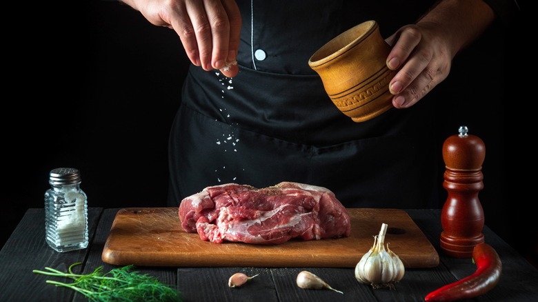 seasoning a steak before cooking