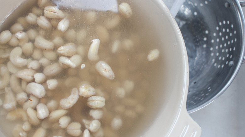 Cashew nuts soaking