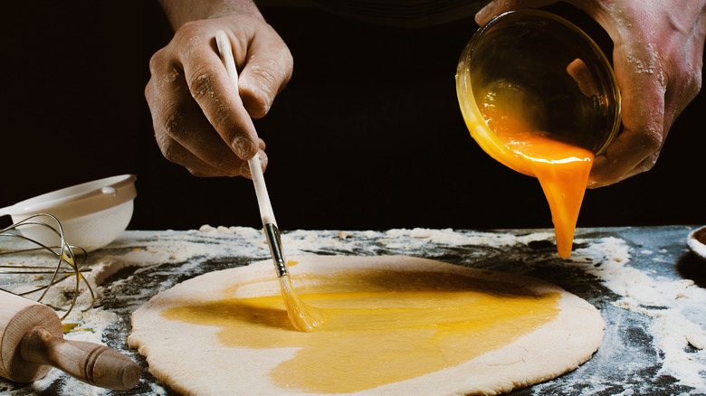 Egg washing dough