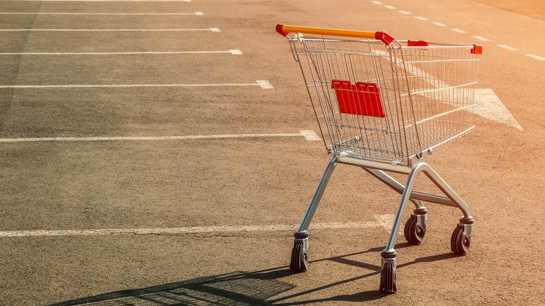 Shopping cart in deserted lot