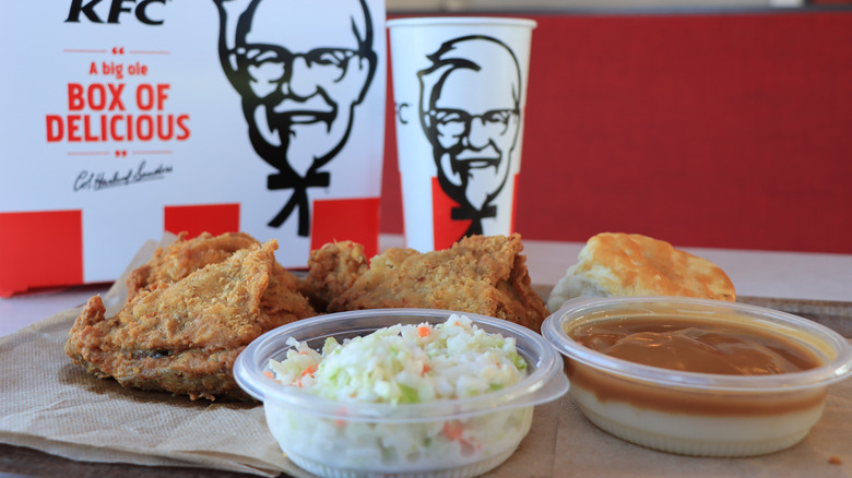 KFC coleslaw with fried chicken