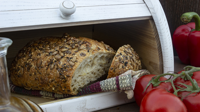 wooden bread box