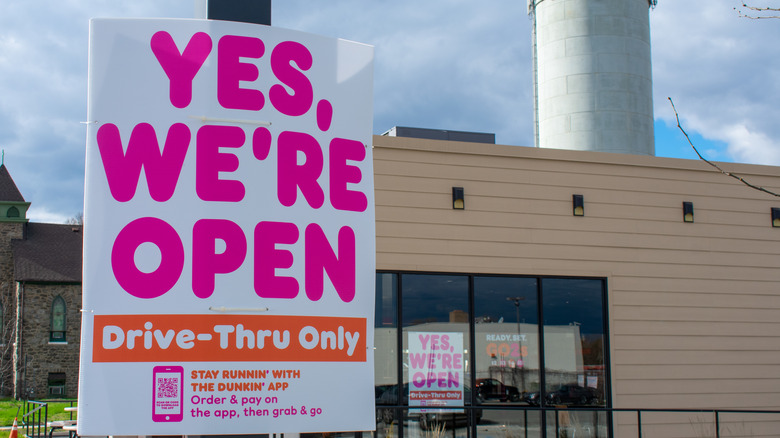 Drive-thru sign for Dunkin'