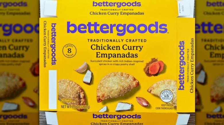 yellow packaging of chicken curry empanadas