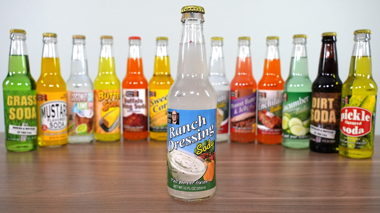 Lineup of wacky soda flavors