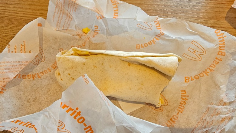 breakfast wrap in wrapper