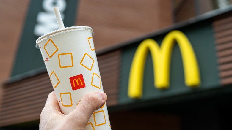 McDonald's cup and sign