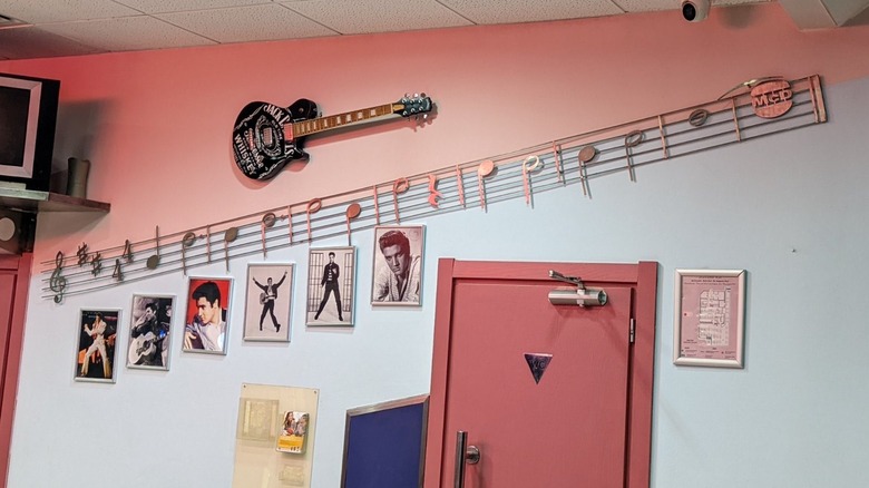 Elvis decorations inside a Bulgaria McDonald's