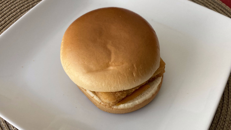 Filet-O-Fish sandwich on plate