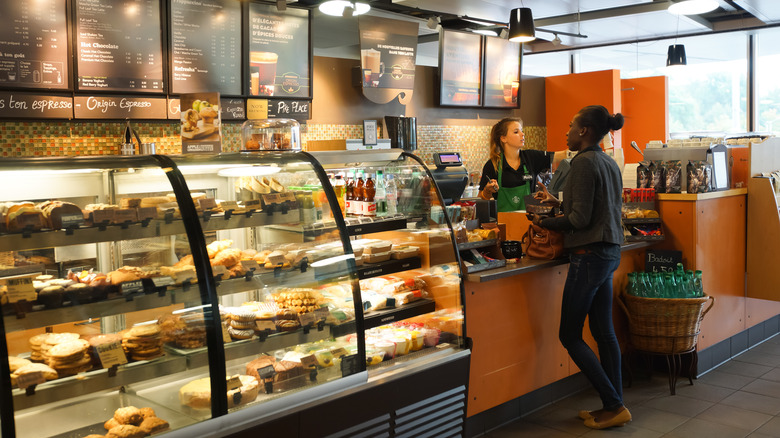 Starbucks cafe food display and register