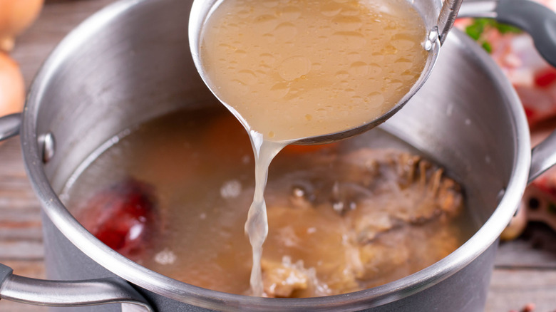 A saucepan of bone broth