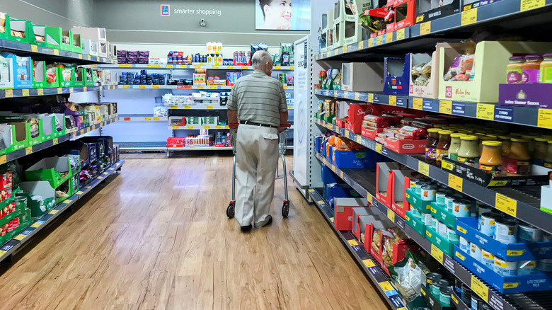 products on shelves in Aldi