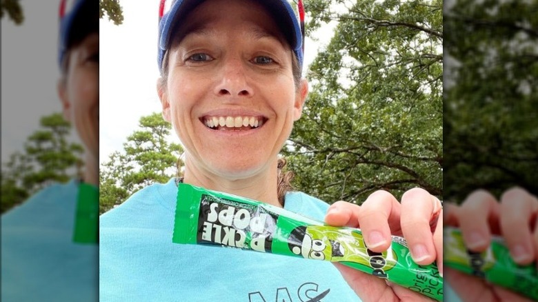 Person holding Bob's Pickle Pops