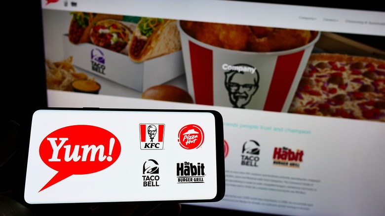 YUM! Brands website on phone