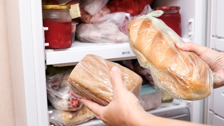 Man freezing bread