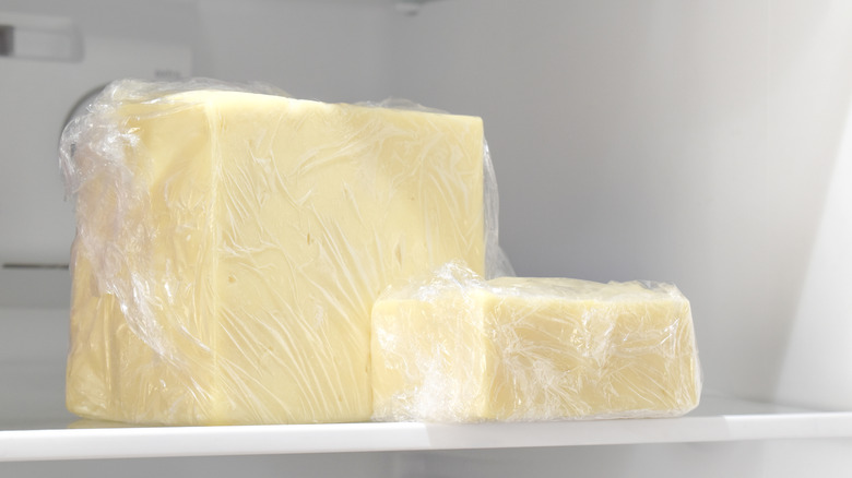 Cheese in a plastic wrap