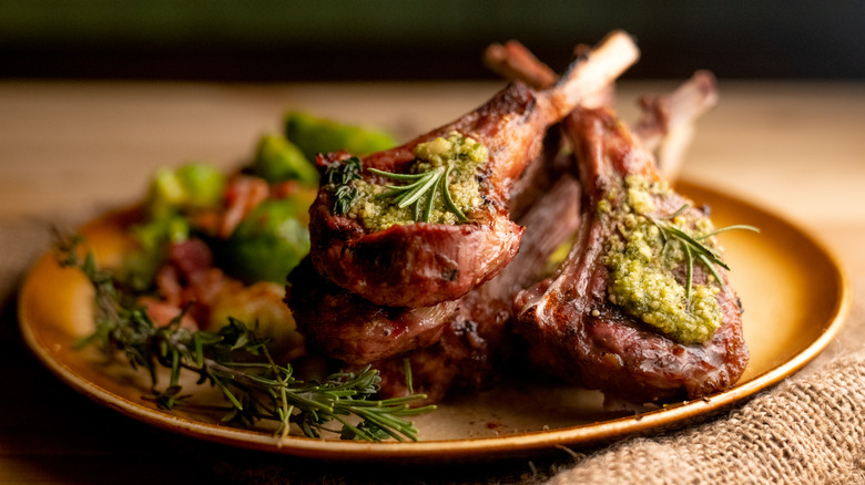 Lamb chops on a plate 