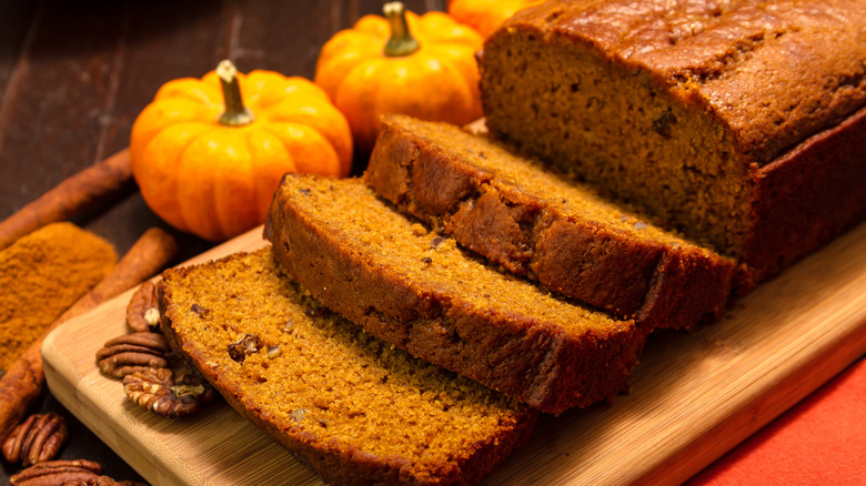 Slices of warm pumpkin bread