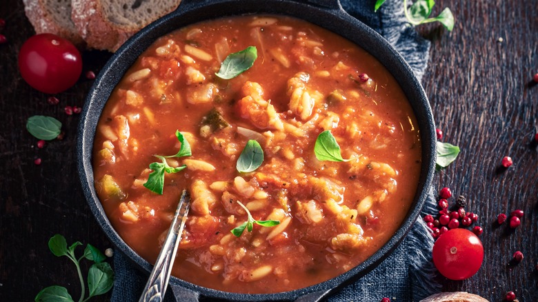 Minestrone soup with mix of vegetables.