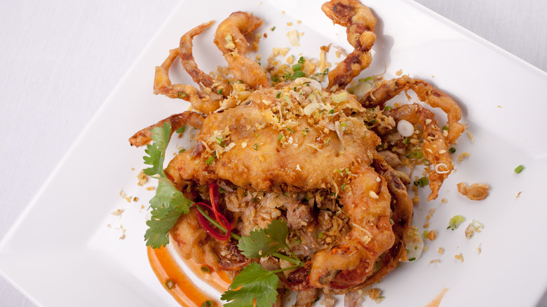 fried soft shell crab on plate