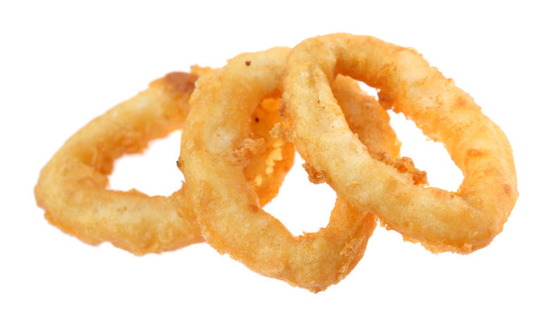 fried rings on white background