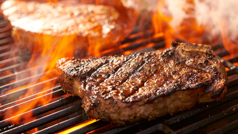 Steaks grilling