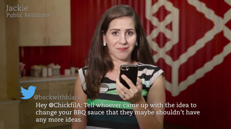 Chick-fil-A PR person reading mean tweets