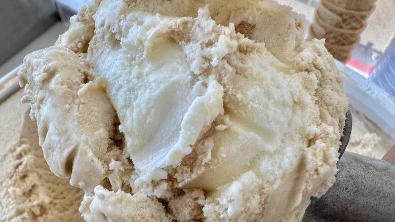 Up close of salted caramel cold brew ice cream 