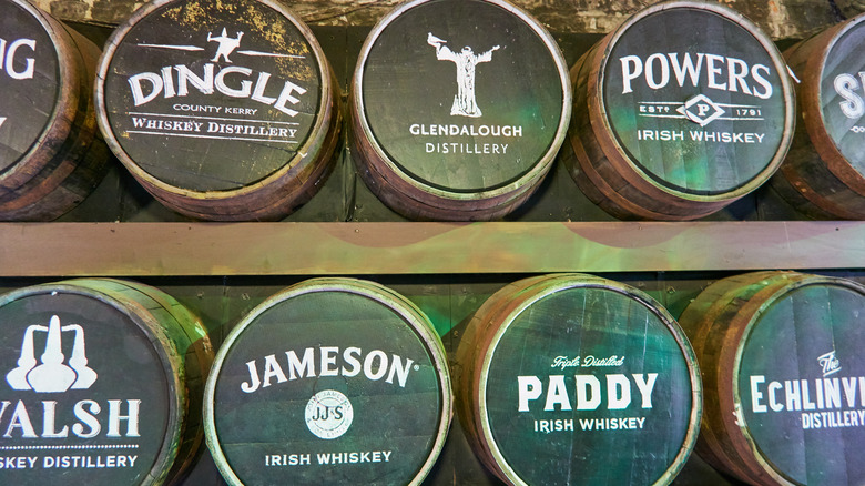 Assortment of Irish whiskey barrels