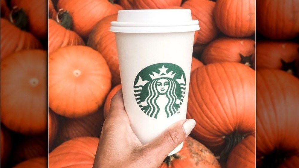 Pumpkin Spice Latte and pumpkins