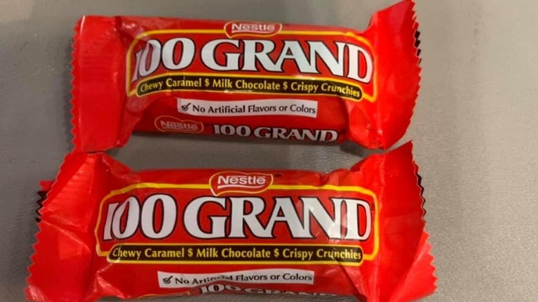 Two fun-sized 100 grand bars 