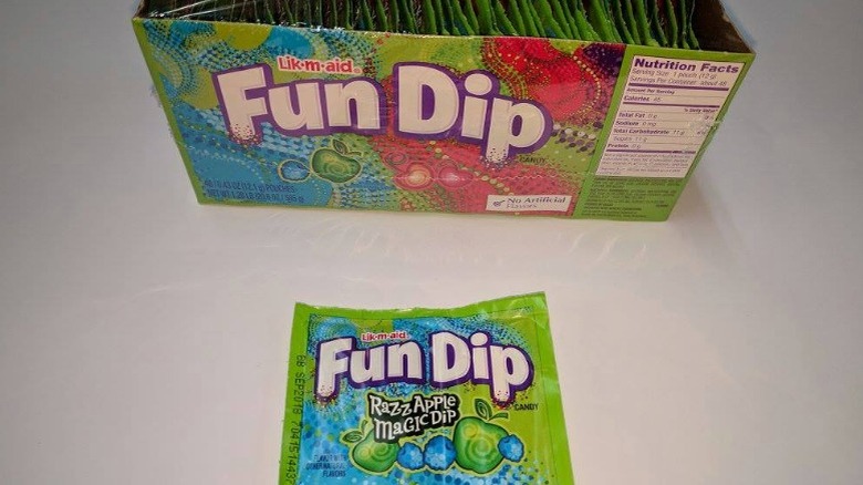 Box of Fun Dip with one packet pulled out 