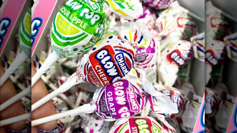 Store display of Charms Blow Pops 